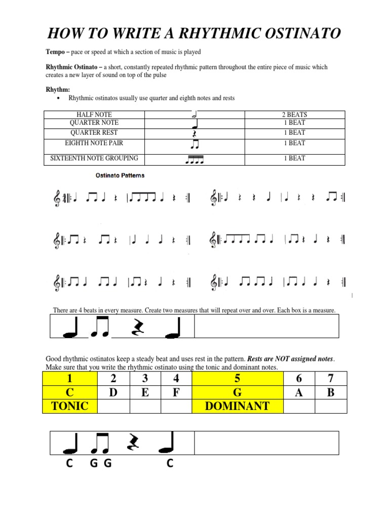 How To Write A Rhythmic Ostinato | PDF
