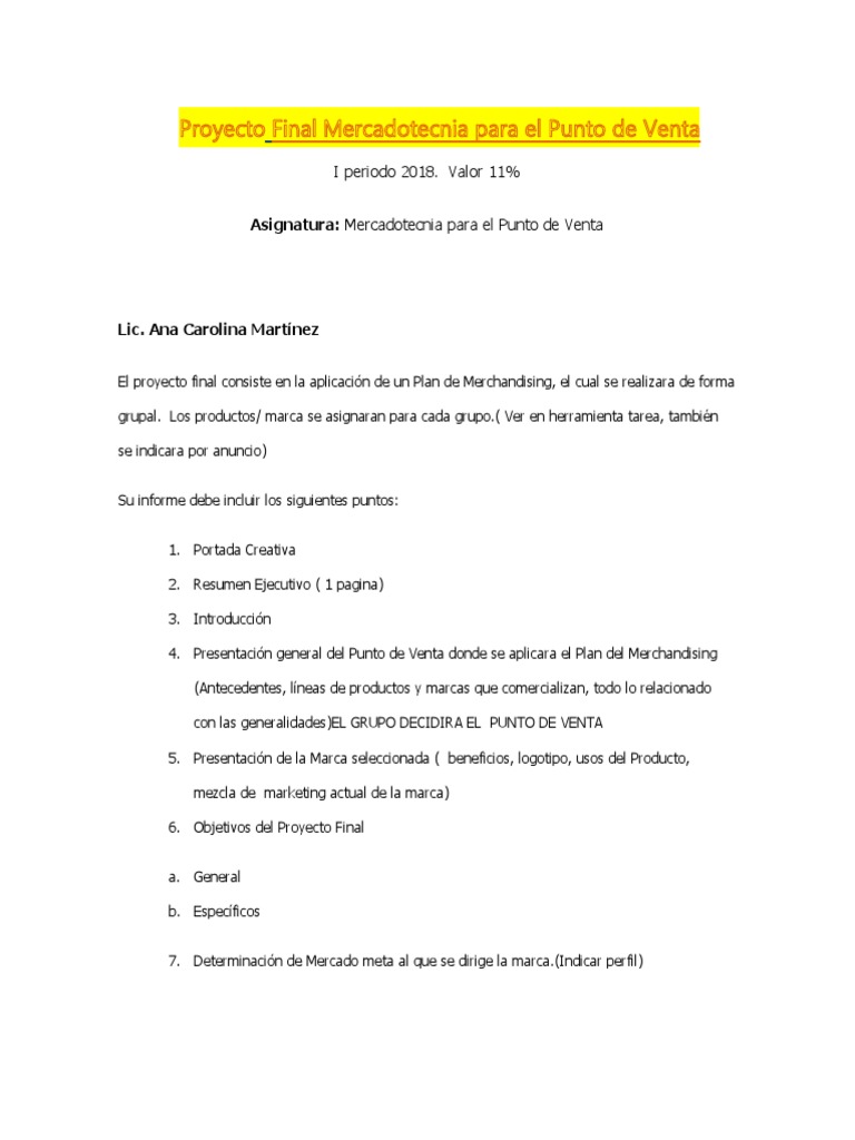 Plan de Merchandising para Punto de Venta | PDF | Producto (Negocio ...