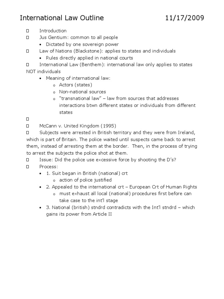 International Law Outline | PDF | Treaty | International Law