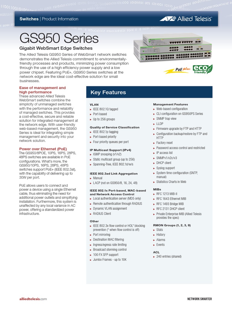 Gs950 Series Key Features Pdf Network Switch Radius