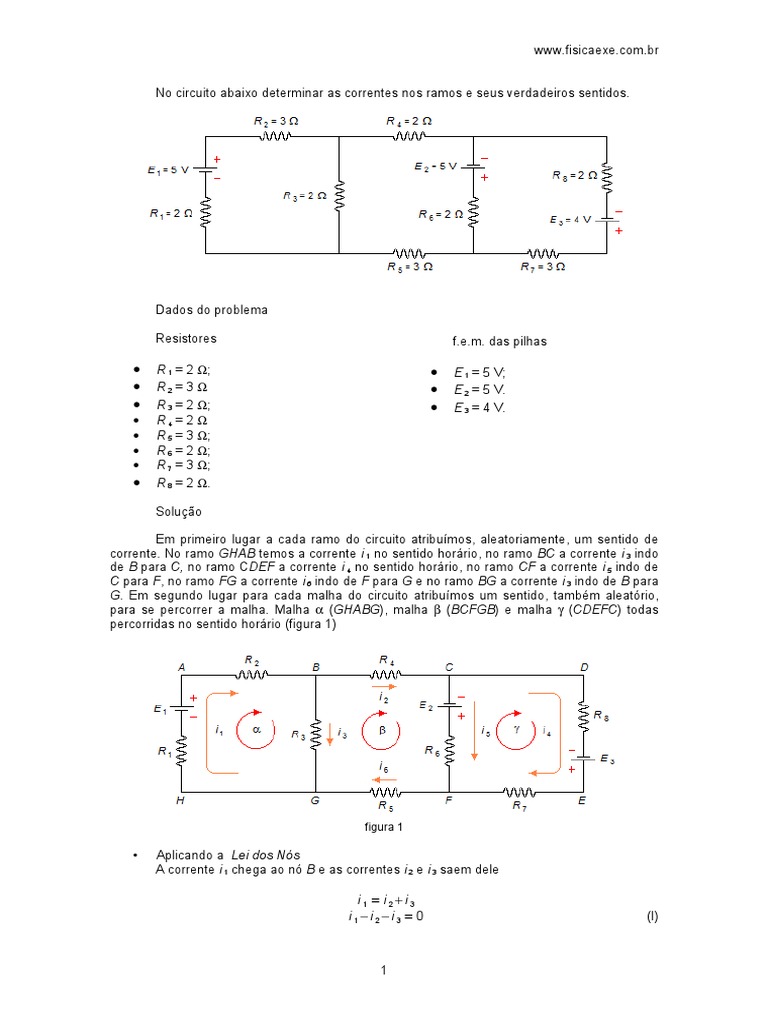Exercicios Lei de Kirchhoff.pdf | Matriz (Matemática) | Rede Elétrica
