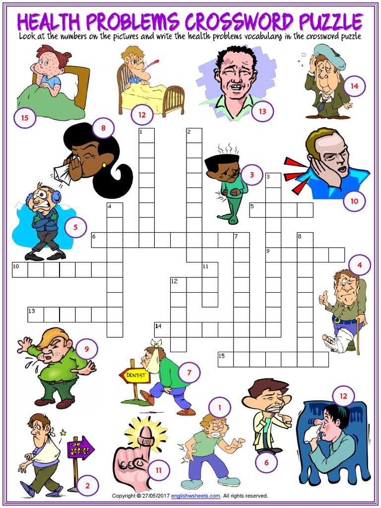 Pictures gallery of Gallery Health Problems ESL Crossword Puzzle Worksheet ...