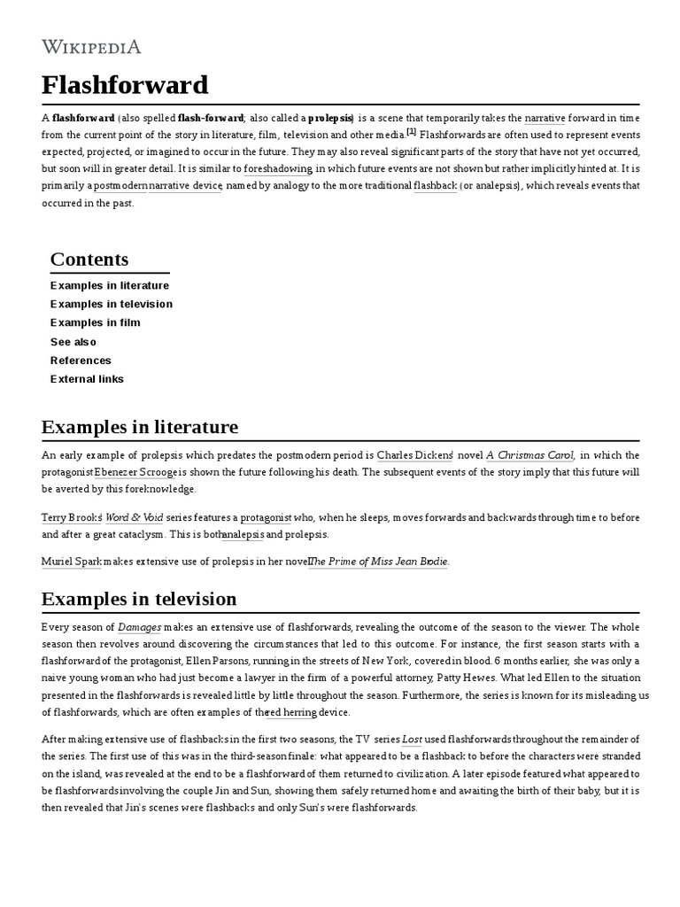 Flashforward Examples in Literature Examples in Television Examples in