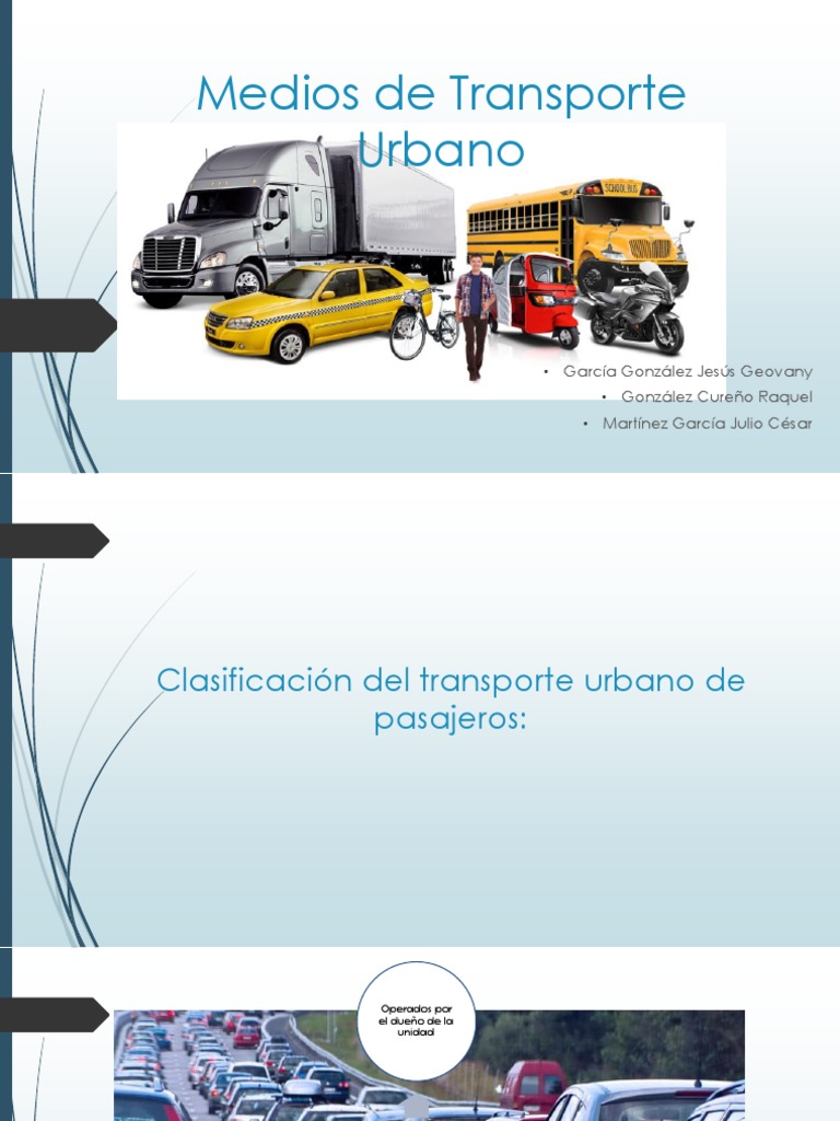 Clasificación de Medios de Transporte Urbano | PDF | Transporte público ...