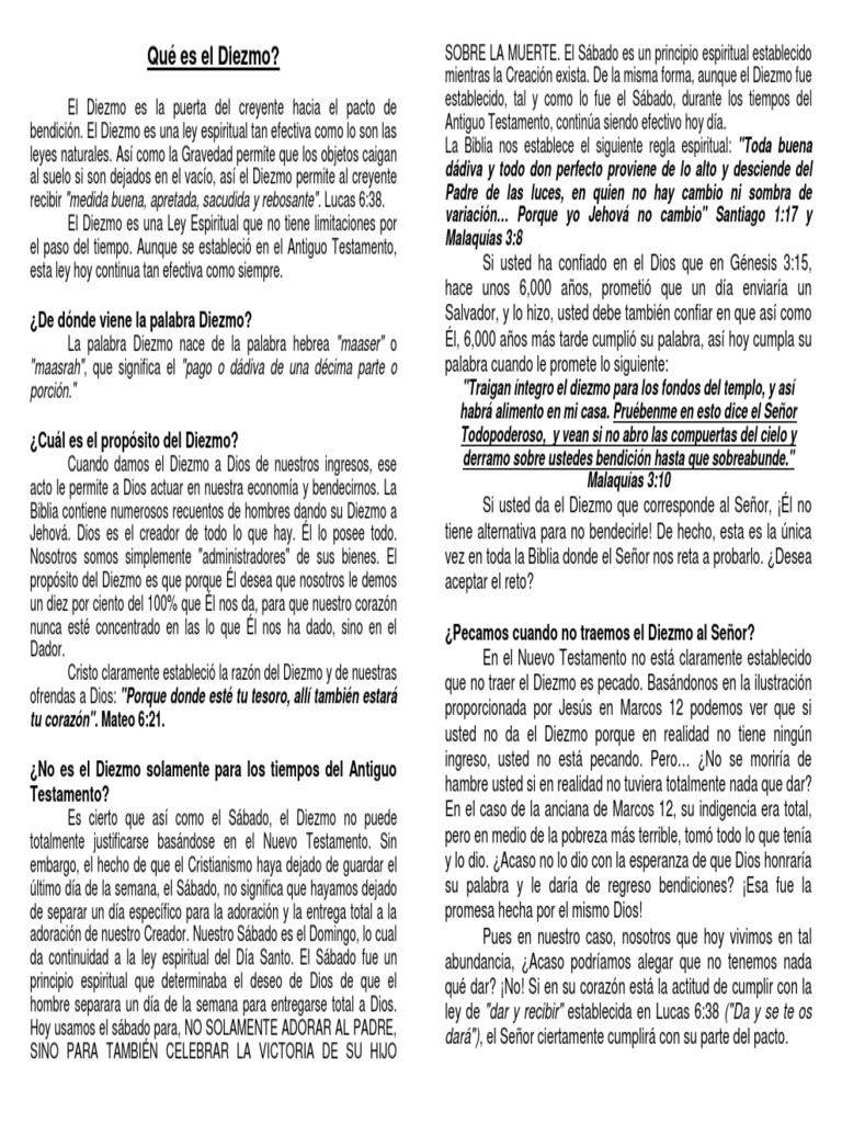 El Diezmo | PDF | Pecado | Dios