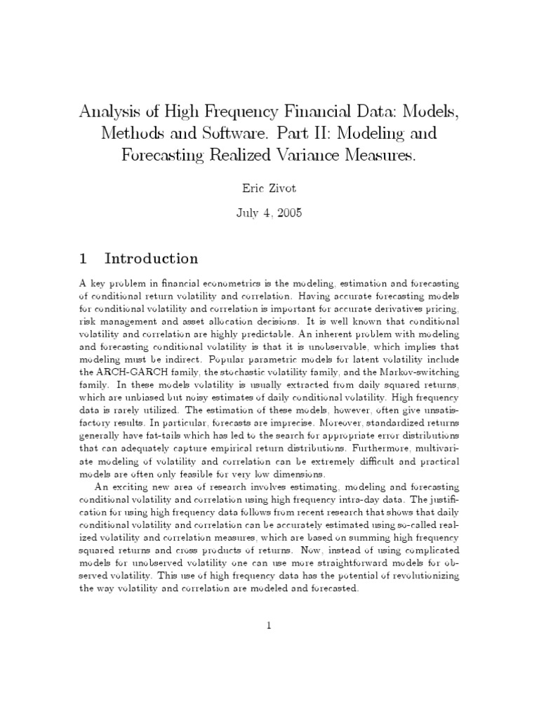 Analysis Of High Frequency Financial Data Models - 