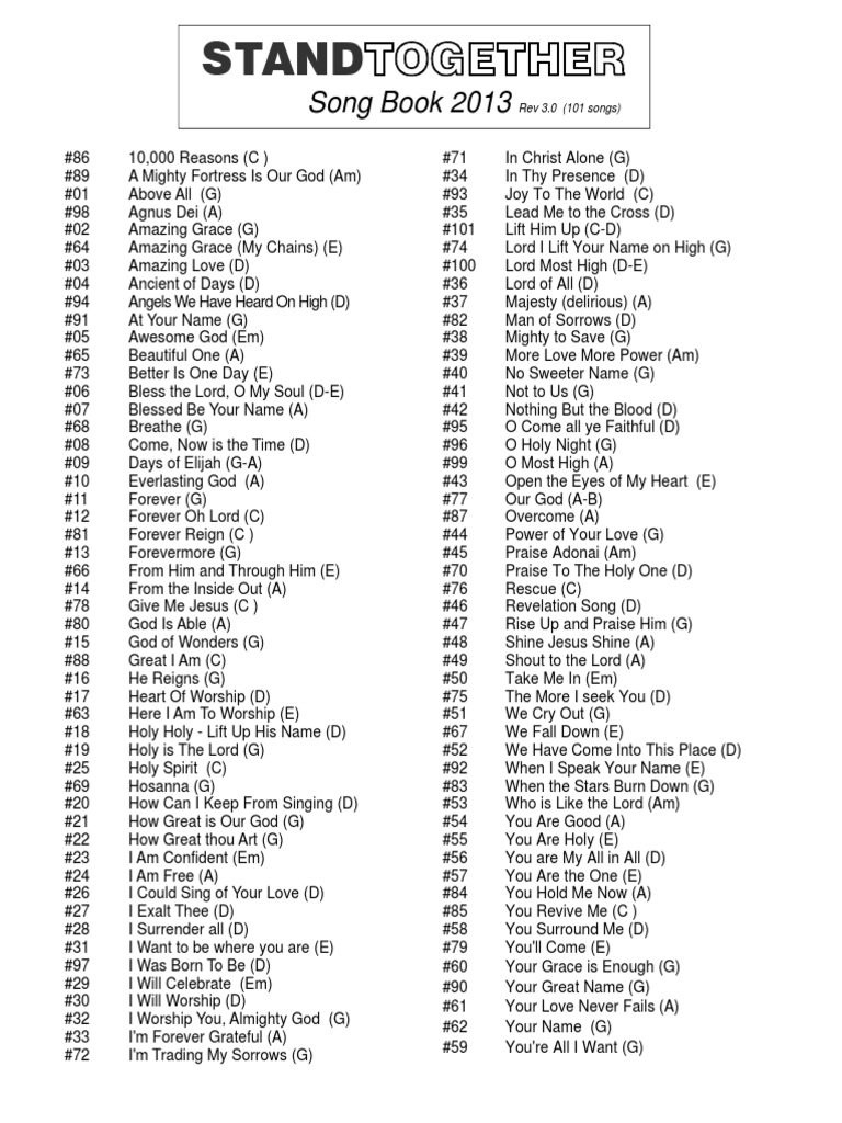 STAND-TOGETHER Song Book-101 Songs With Chords - Rev3 PDF | PDF