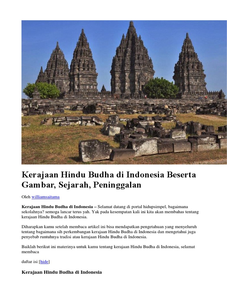 Kliping Peninggalan Sejarah  Hindu Budha Dan  Islam Di 