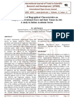 The Effect of Biographical Characteristics On Employee Motivational Force and Their Tenure in Job: A Study in Indian Academic Sector