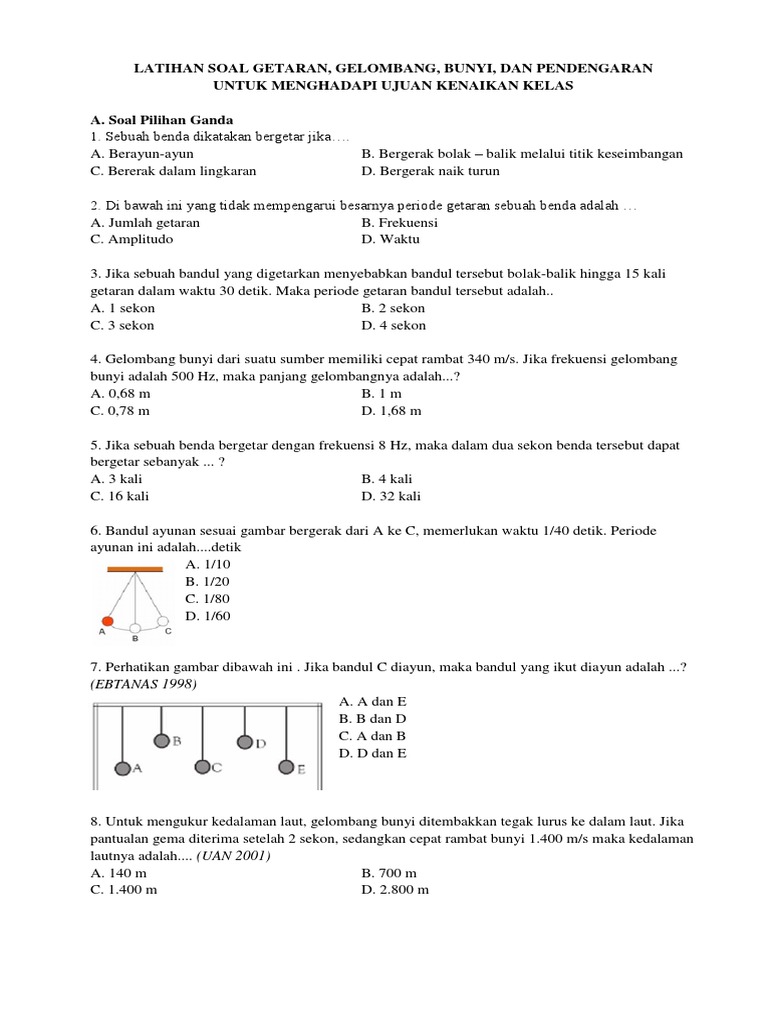 Contoh Soal Getaran Dan Gelombang Kelas 10 Contoh Soal 