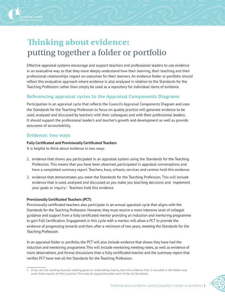 Putting Together An Evidence Folder | PDF | Mentorship | Teachers