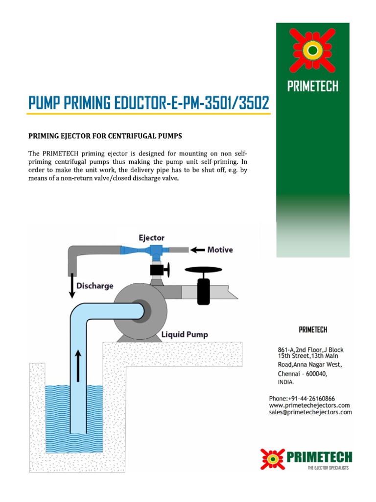 Primetech Priming Ejector | PDF | Fluid Mechanics | Turbomachinery