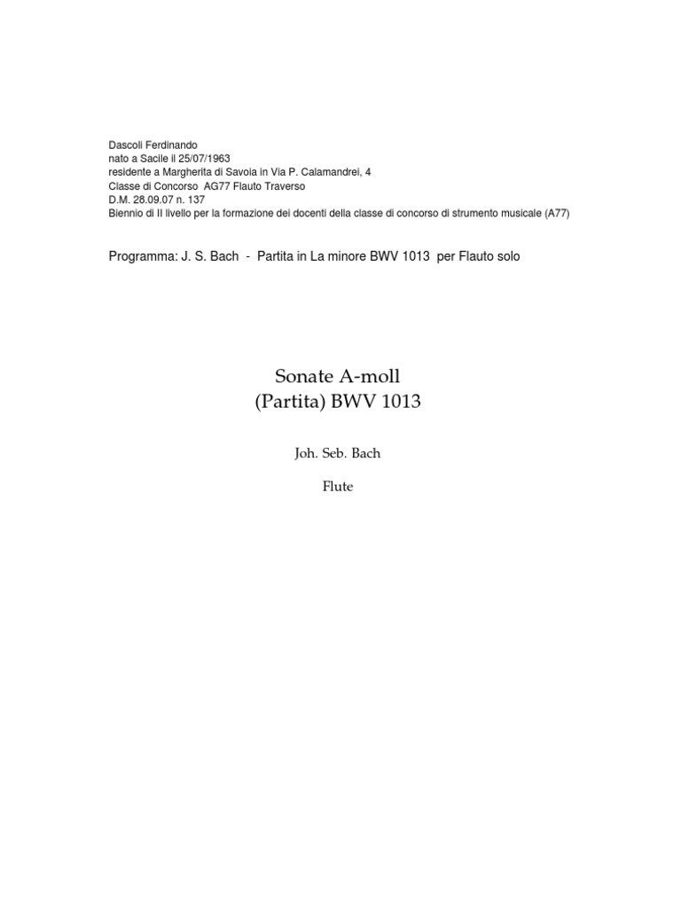 J S bach+Partita+in+a+Minor+BWV PDF