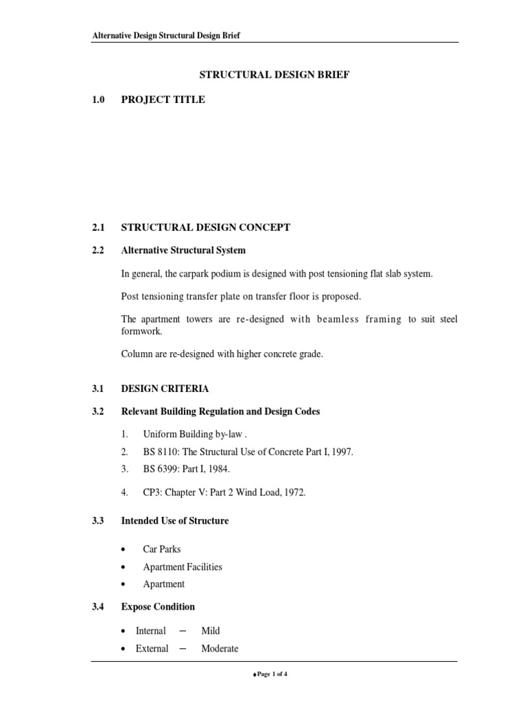Structural Design Brief | PDF | Prestressed Concrete | Structural Load