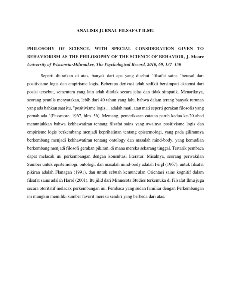 Analisis Jurnal Filsafat Ilmu Pdf