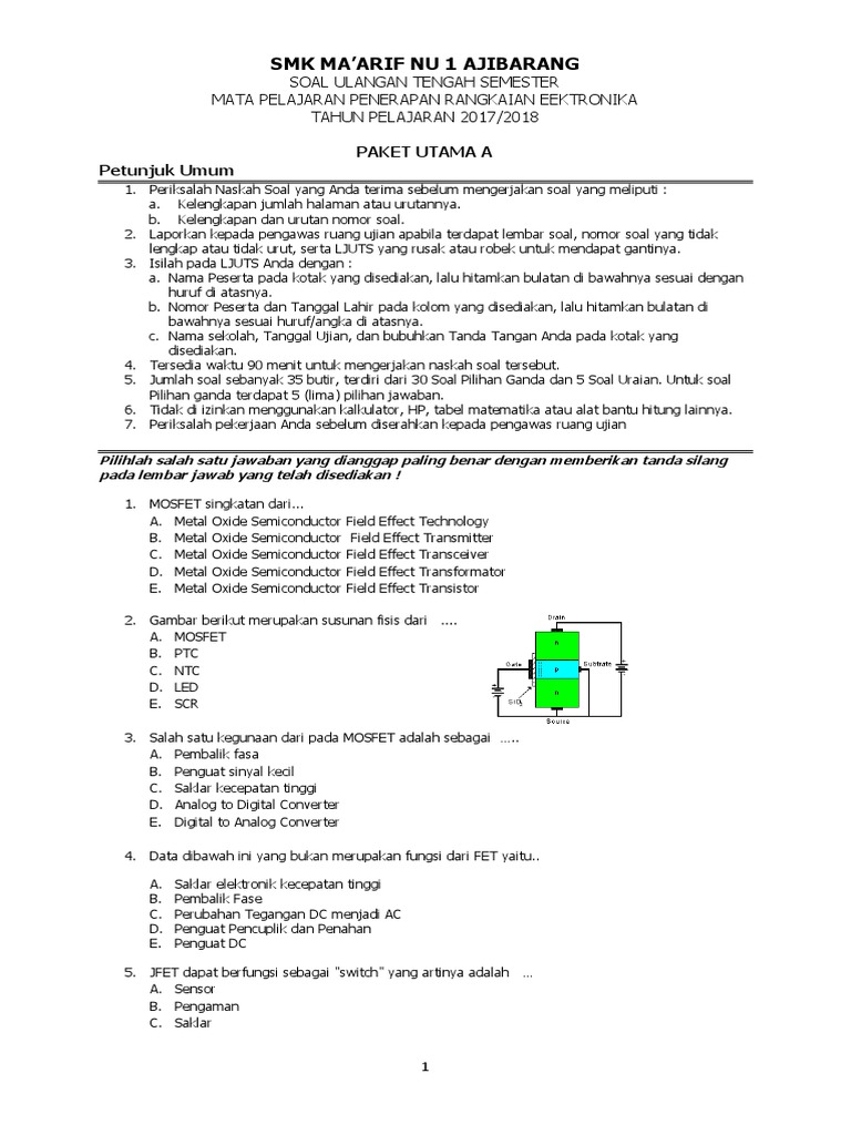 Soal Paket Utama A Pre Fix
