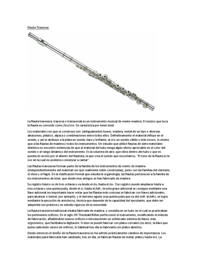 La flauta travesera historia, características y técnica de un