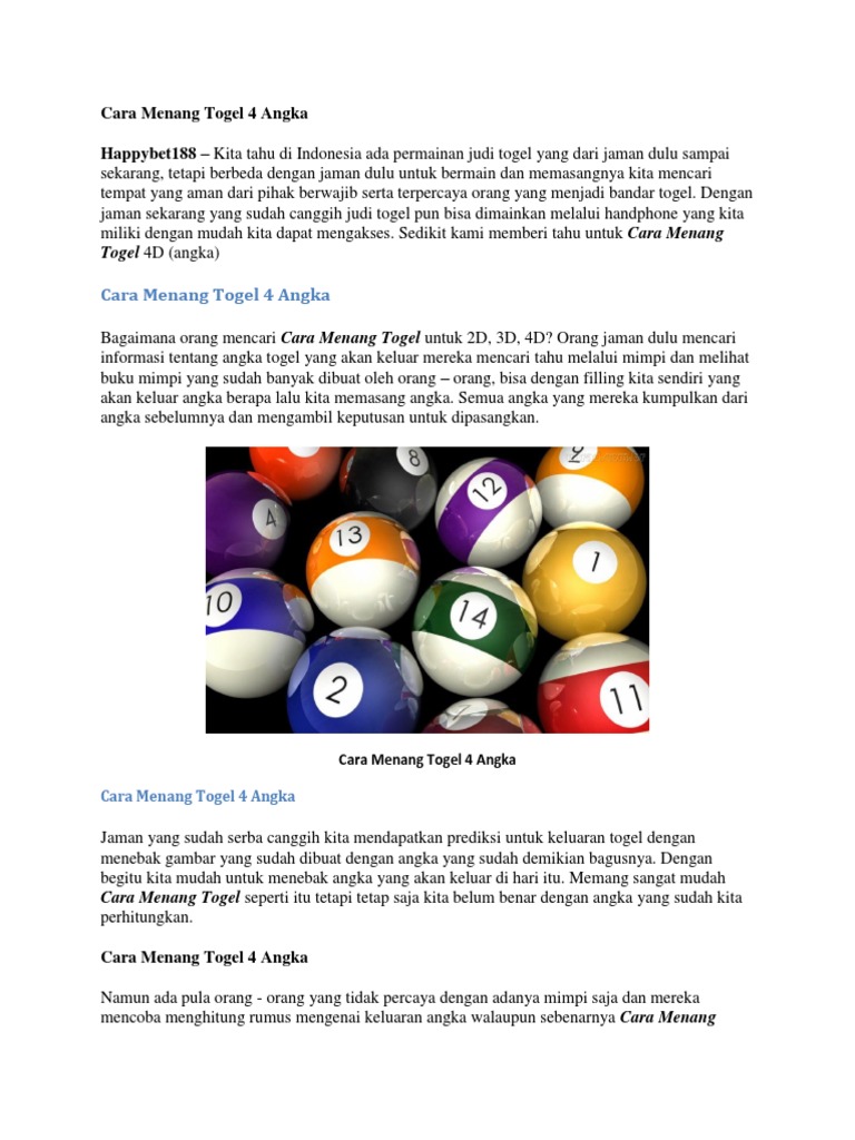 Cara Menang Togel 4 Angka