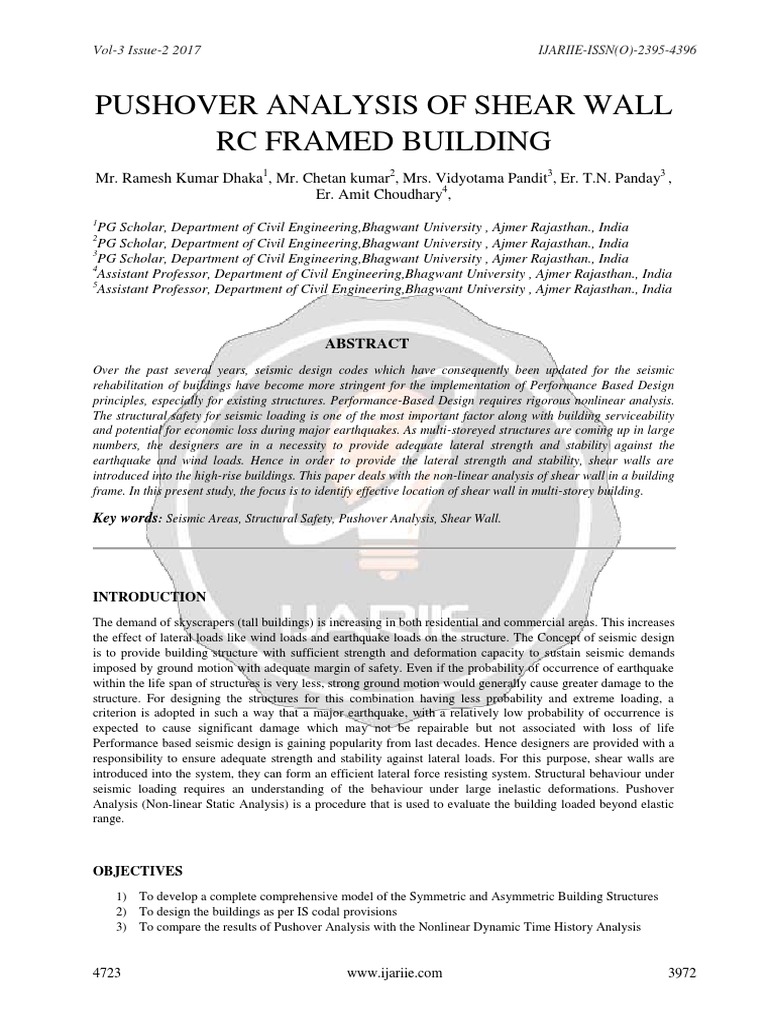 Pushover Analysis of Shear Walls in RC Buildings | PDF | Applied And ...
