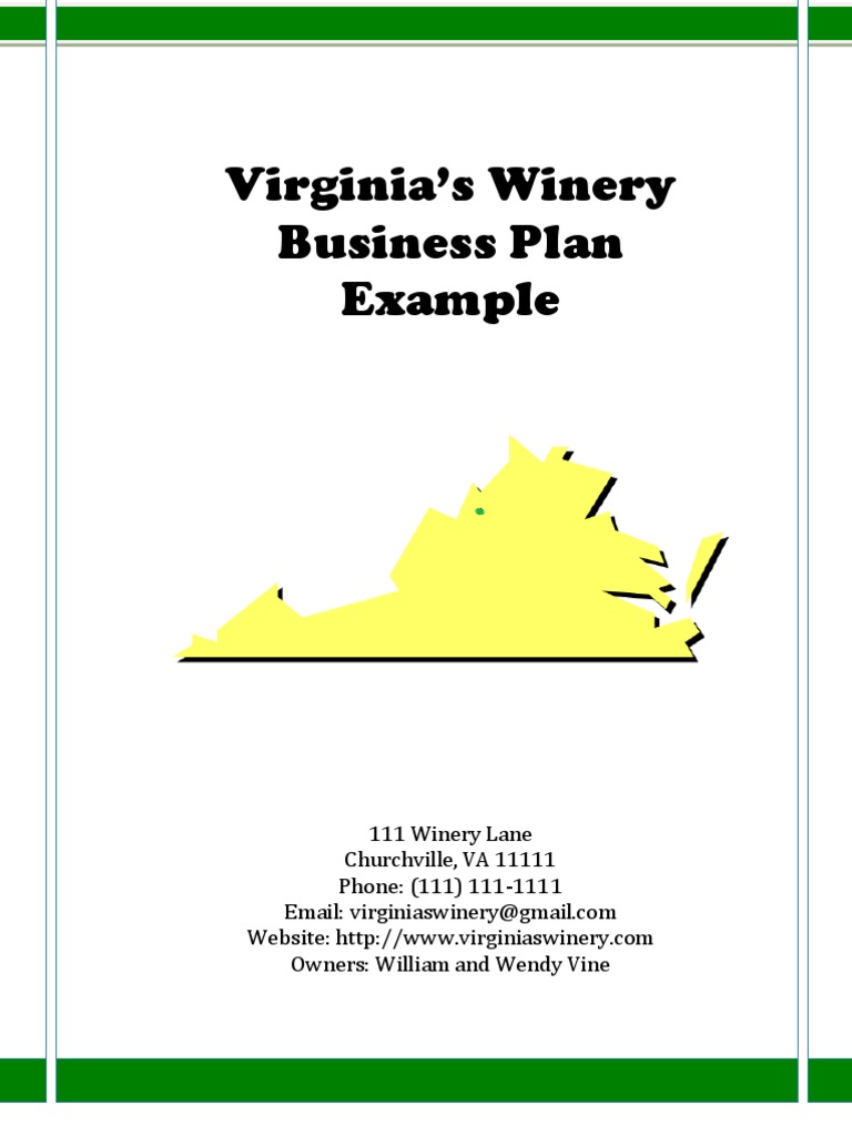 Virginia's Winery Business Plan (May 14, 2009) PDF Winery Wine