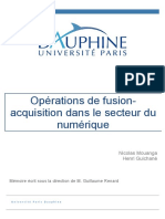 Mémoire de fin d'études - Les opérations de M&A au sein du secteur du numérique