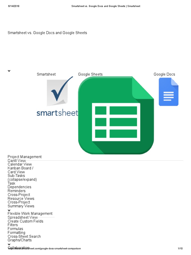 Smartsheet Vs Google Docs And Google Sheets Smartsheet PDF PDF