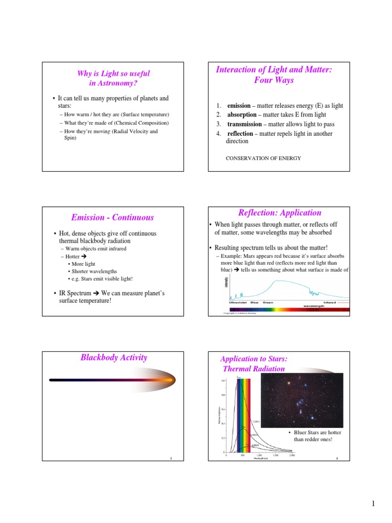 Light Applications Handout | PDF | Emission Spectrum | Spectral Line