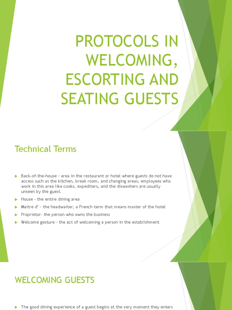 Protocols in Escorting and Seating Guests