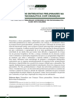 A Função Das Entrevistas Preliminares Na Clínica Psicanalítica Com Crianças