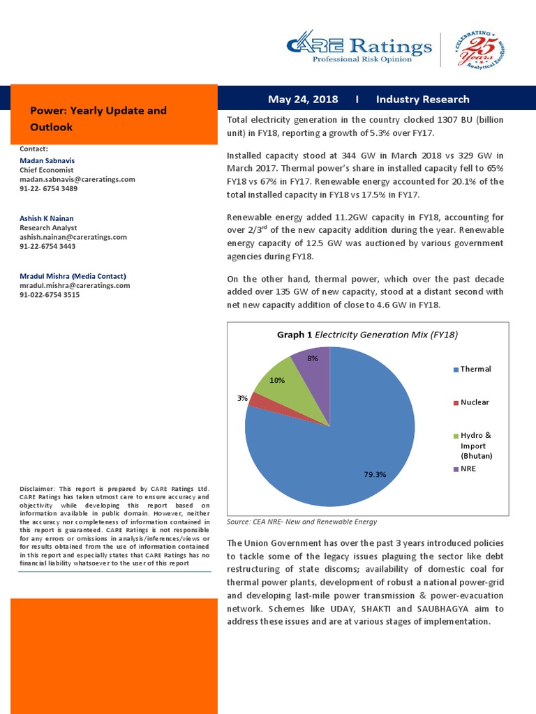 FY18 Power Sector Overview and Trends | PDF | Renewable Energy ...