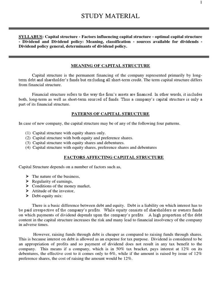 Finance Students' Guide | PDF | Capital Structure | Cost Of Capital