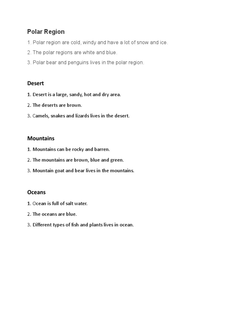 Polar Region | PDF | Playground | Desert