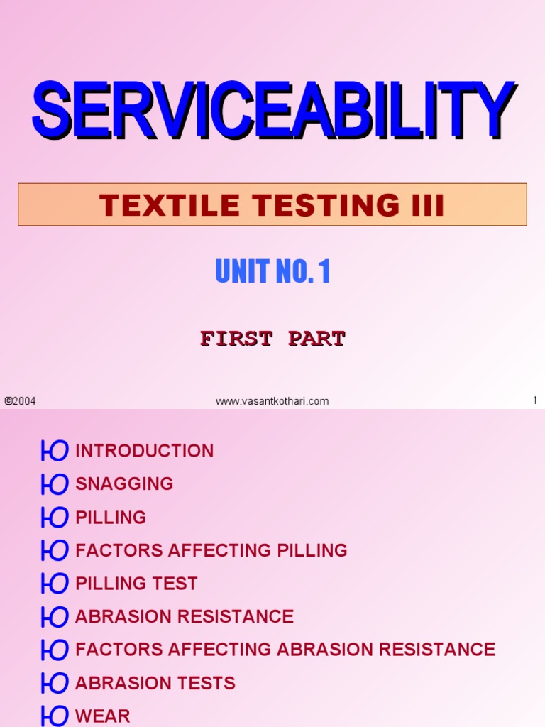 Serviceability of Fabric | PDF | Yarn | Fibers