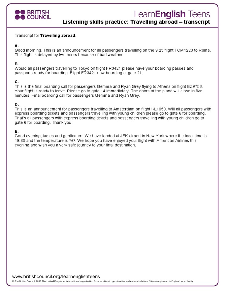 Flight Announcements for Travelers | PDF