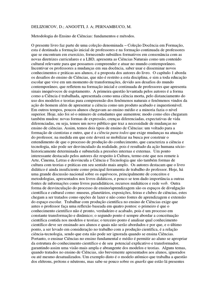 Metodologia do Ensino de Ciências | PDF | Science | Conhecimento
