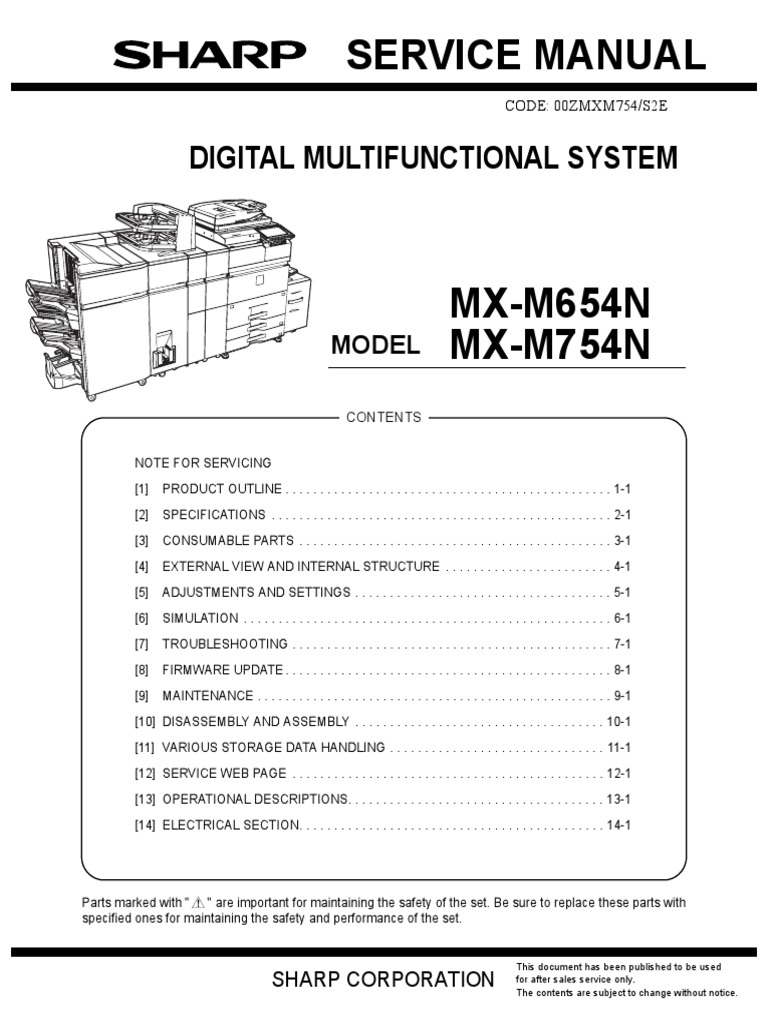Sharp Mx M654n Mx M754n Service Manual Pdf Screw Ac Power Plugs