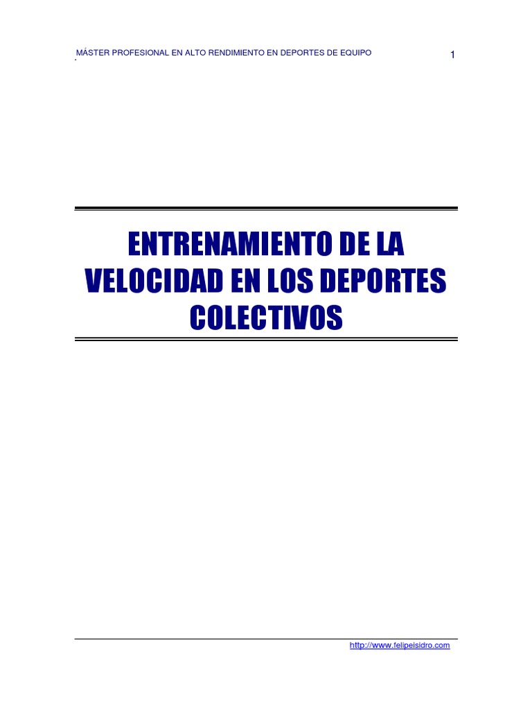 Entrenamiento de La Velocidad en Los Deportes Colectivos PDF | PDF ...