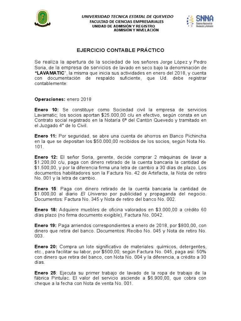 Ejercicio Contable de Lavamatic | PDF | Bancos | Dinero