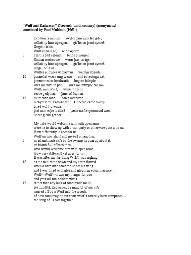 Wulf and Eadwacer | PDF