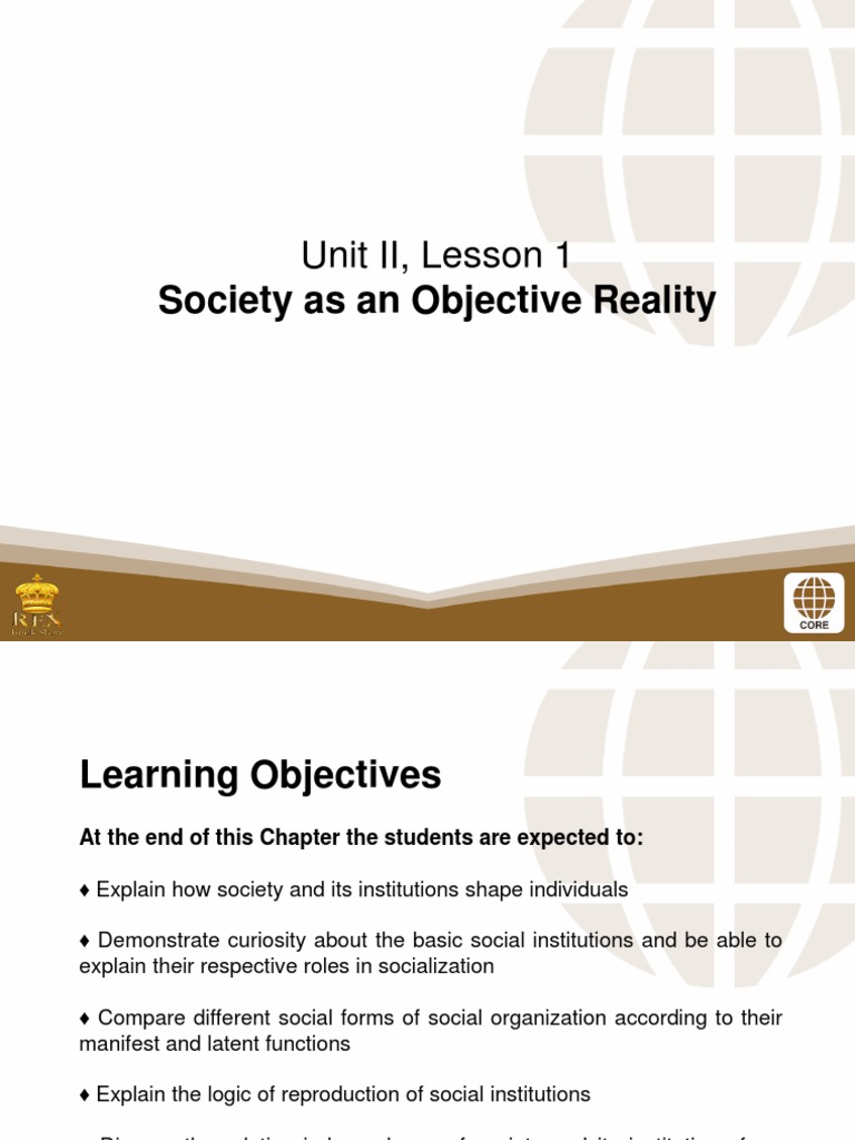 3 Society As An Objective Reality | PDF | Émile Durkheim | Sociology