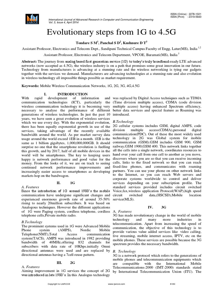 1g To 5g Evolution | PDF | 3 G | 4 G