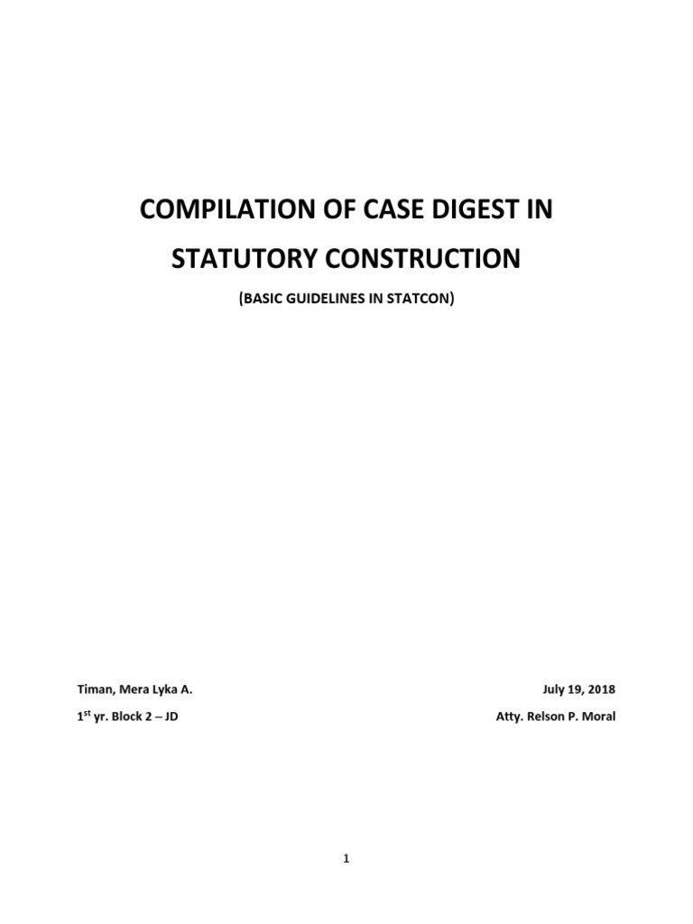 Case Digest: Statutory Construction Guide | PDF | Judiciaries ...