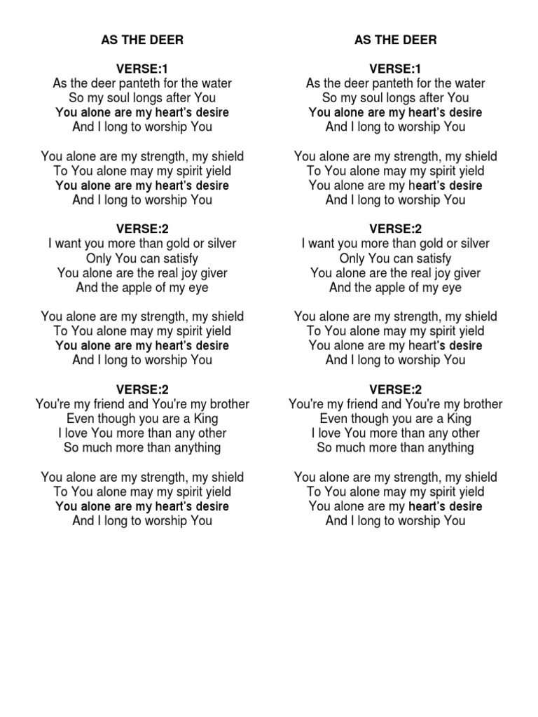 As the Deer Hymn Lyrics | PDF
