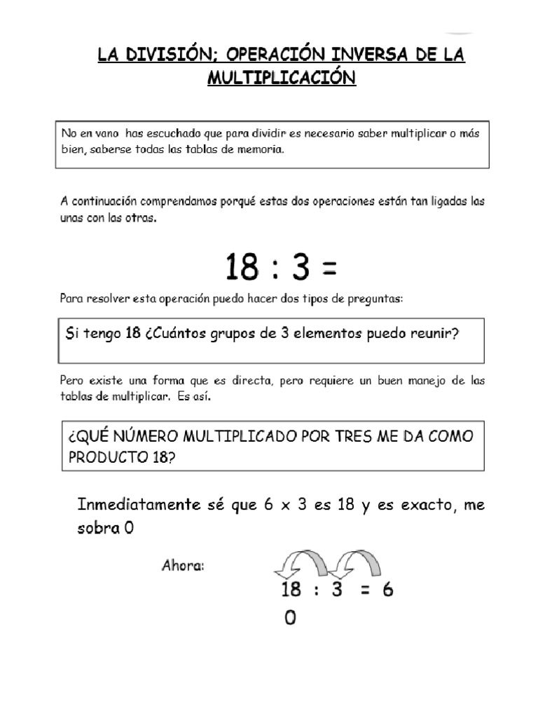 Me Preguntas Las Tablas De Multiplicar Divisiones Guia | PDF