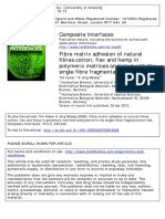 Composite Interfaces: To Cite This Article: Tim Huber & Jörg Müssig (2008) : Fibre Matrix Adhesion of Natural Fibres