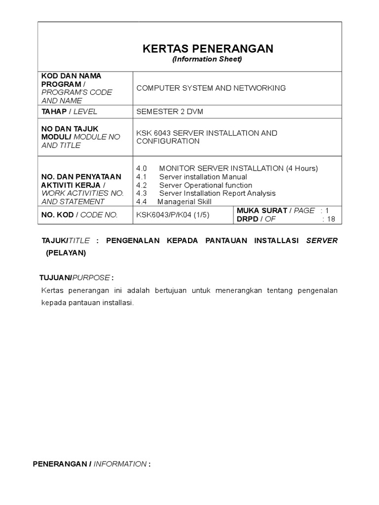 Kertas Penerangan Kompetensi 4 Ksk6043 Pdf
