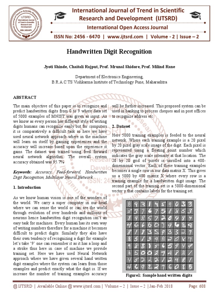Handwritten Digit Recognition | PDF | Artificial Neural Network ...