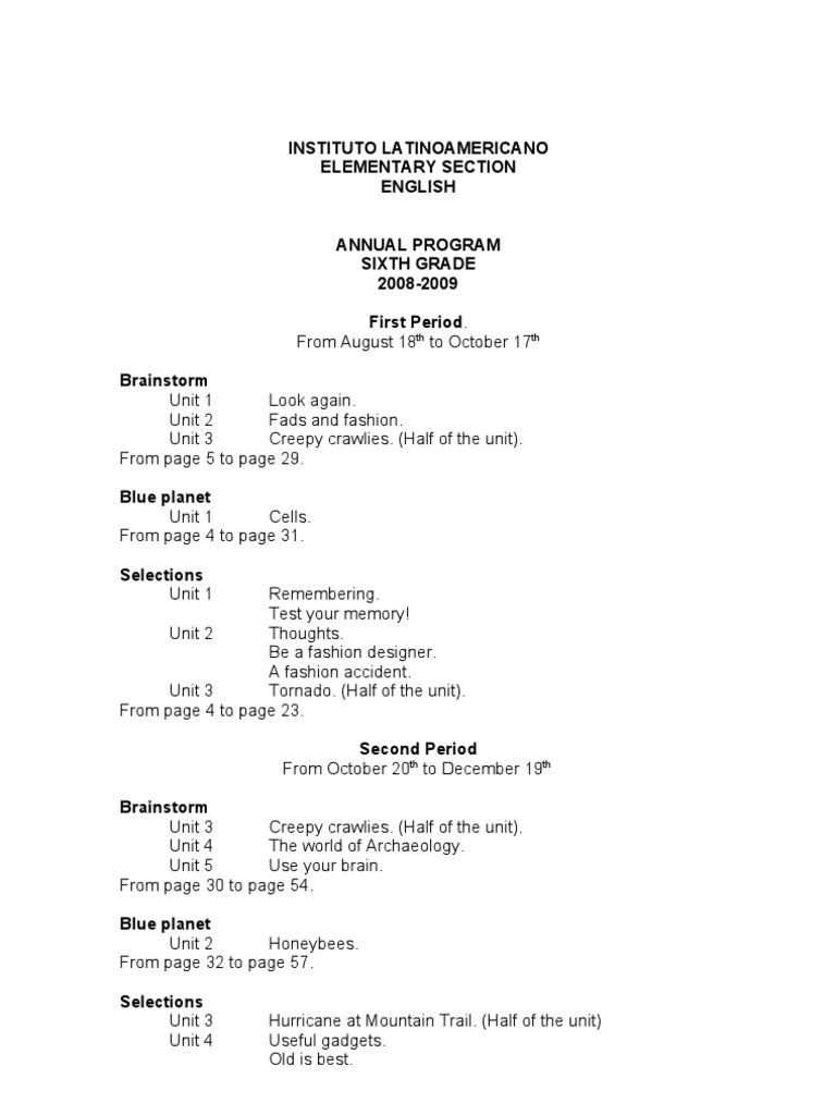 Annual Program Sixth Grade | PDF | Natural Disasters | Vortices