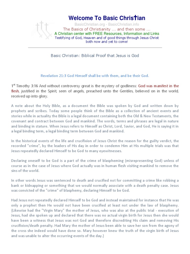 Proof Jesus God Pdf God The Father John The Baptist