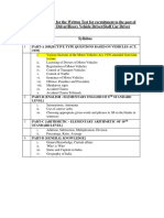 Revised Syllabus For The Written Test For Recruitment To The Post of Light Vehicle Driver/Heavy Vehicle Driver/Staff Car Driver